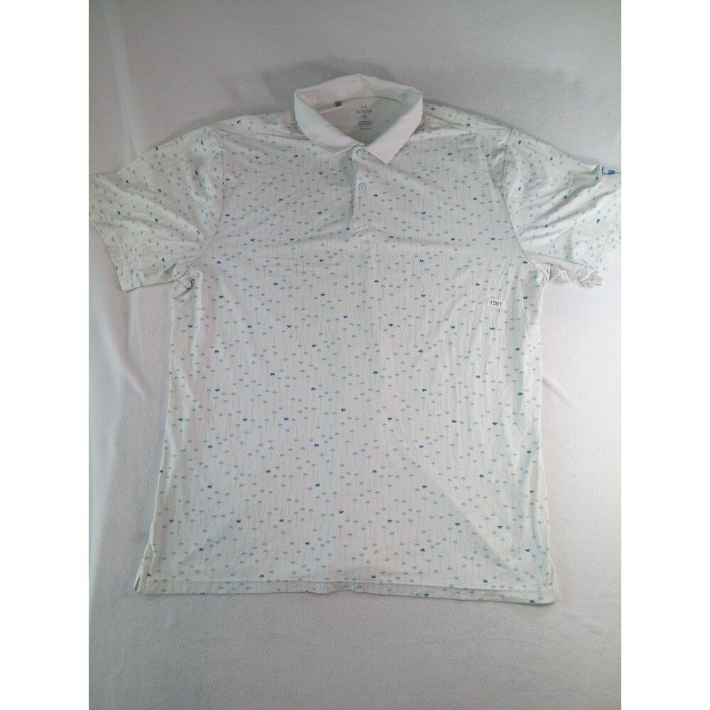 Under Armour ISO Chill Polo Shirt Mens XL White Golf Performance Short Sleeve